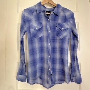 RAILS Blue Cotton Gauze Button Down Top